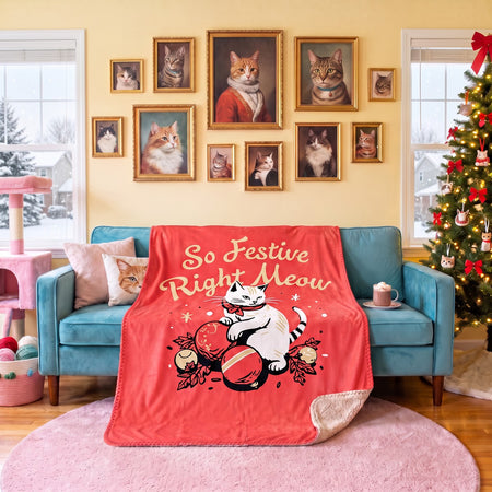 So Festive Right Meow Sherpa Blanket