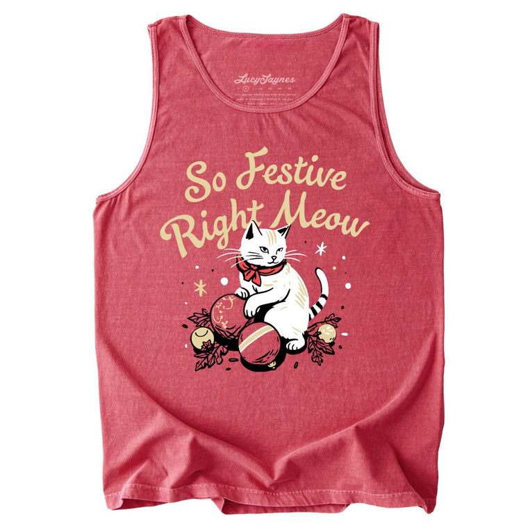So Festive Right Meow Comfort Colors Graphic Tank Top