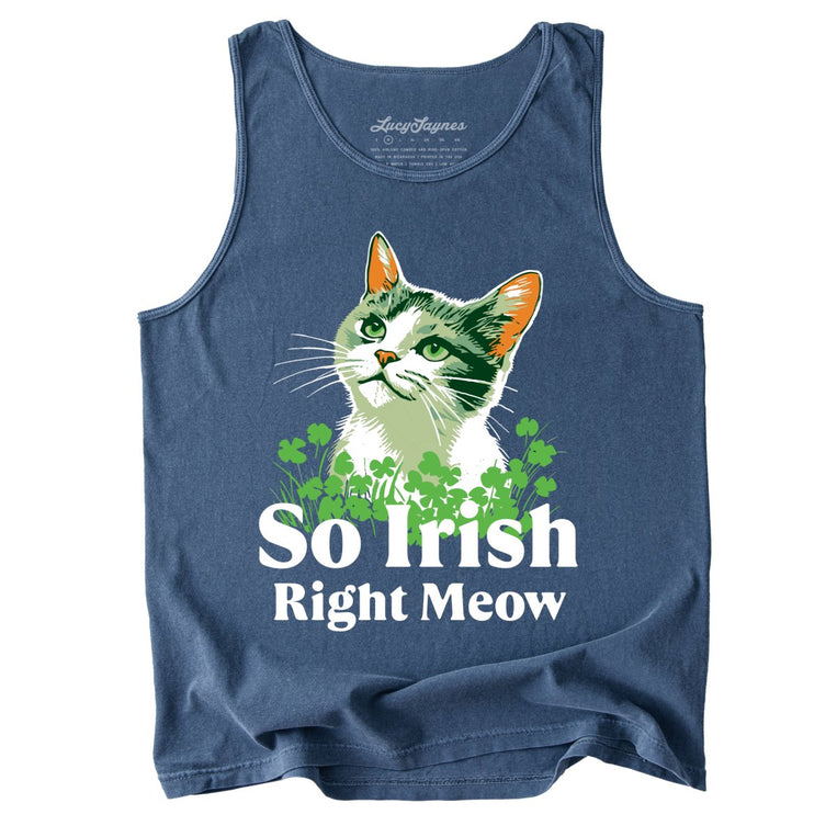 So Irish Right Meow Comfort Colors Graphic Tank Top - Denim