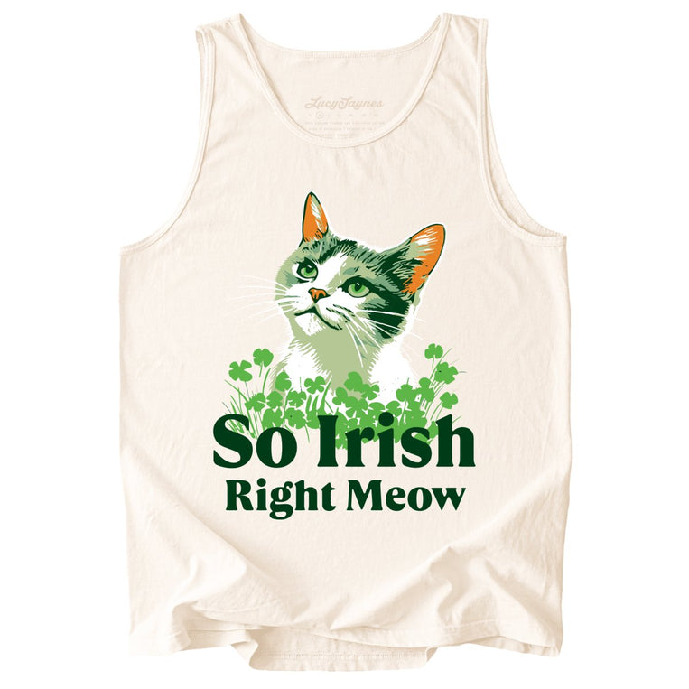 So Irish Right Meow Comfort Colors Graphic Tank Top - Ivory