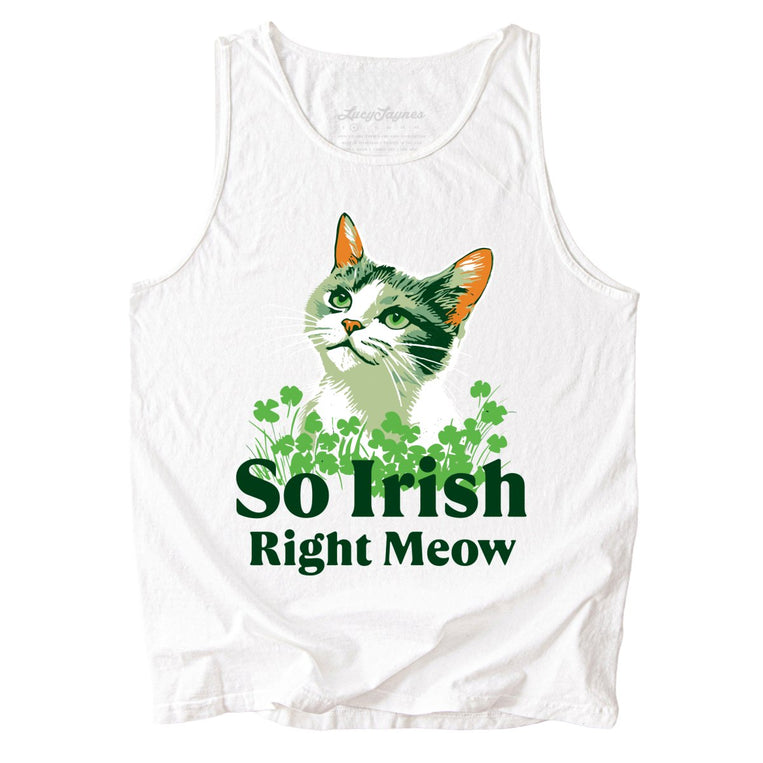 So Irish Right Meow Comfort Colors Graphic Tank Top - White