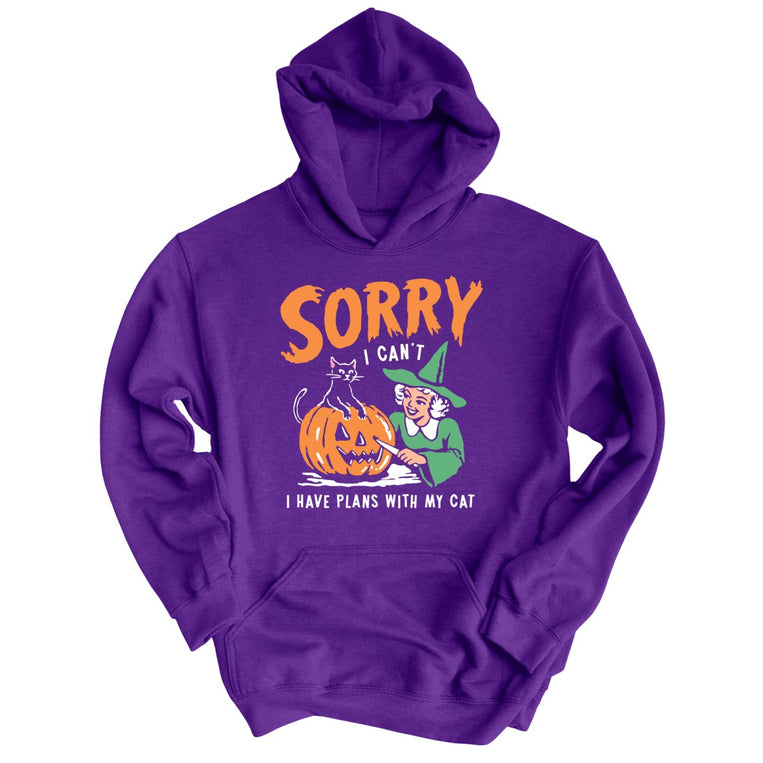 Sorry I Can't I Have Plans With My Cat - Purple - Unisex Hoodie