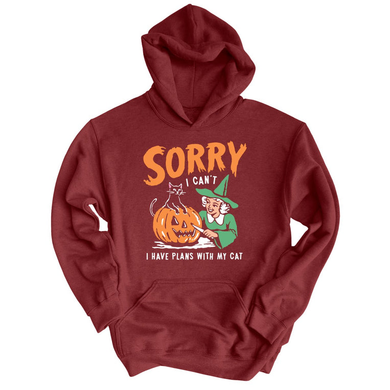 Sorry I Can't I Have Plans With My Cat - Maroon - Unisex Hoodie