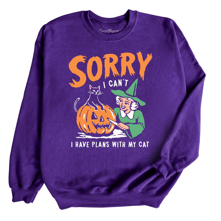 Sorry I Can't I Have Plans With My Cat - Purple - Unisex Sweatshirt
