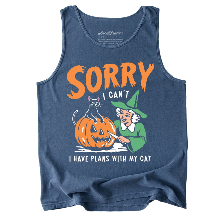 Sorry I Can't I Have Plans With My Cat - Denim - Tank Top