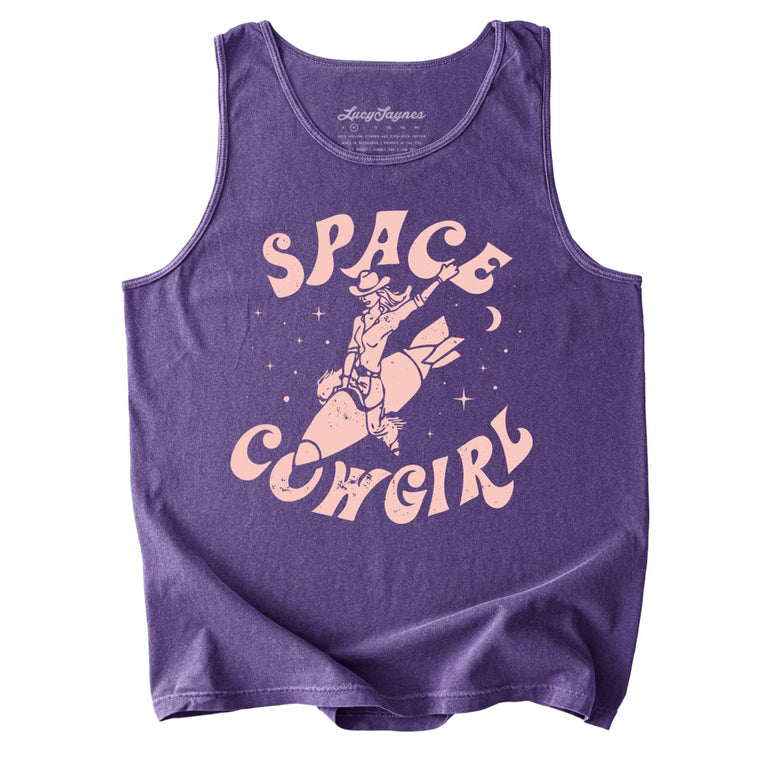 Space Cowgirl Comfort Colors Graphic Tank Top - Grape