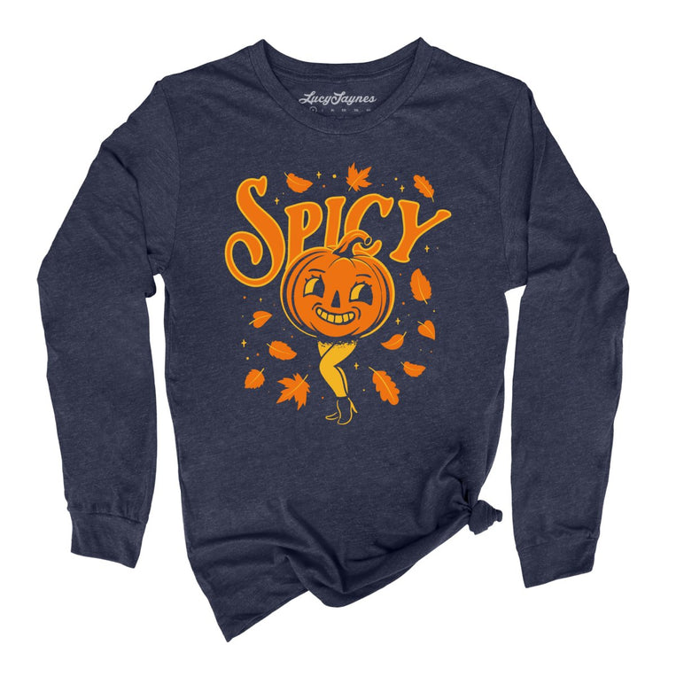 Spicy Pumpkin - Heather Navy - Full Front