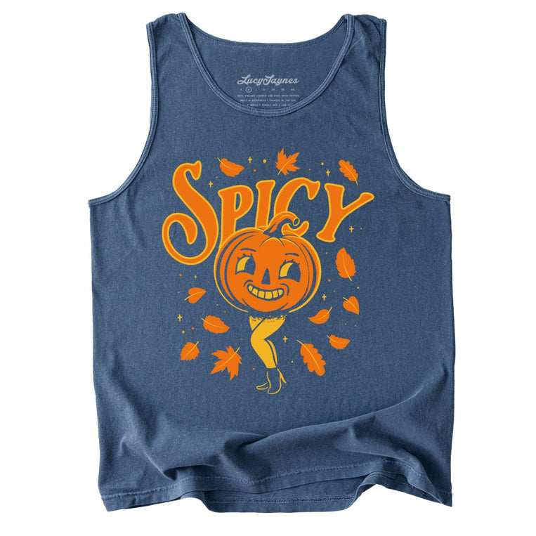 Spicy Pumpkin Comfort Colors Graphic Tank Top - Denim