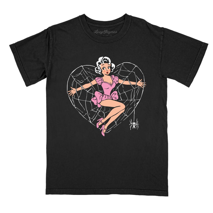 Spider Web Heart Pinup Comfort Colors Tee