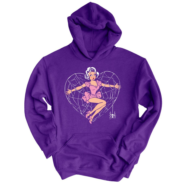 Spider Web Heart Pinup - Purple - Unisex Hoodie