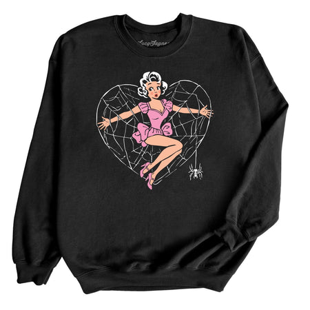 Spider Web Heart Pinup Sweatshirt