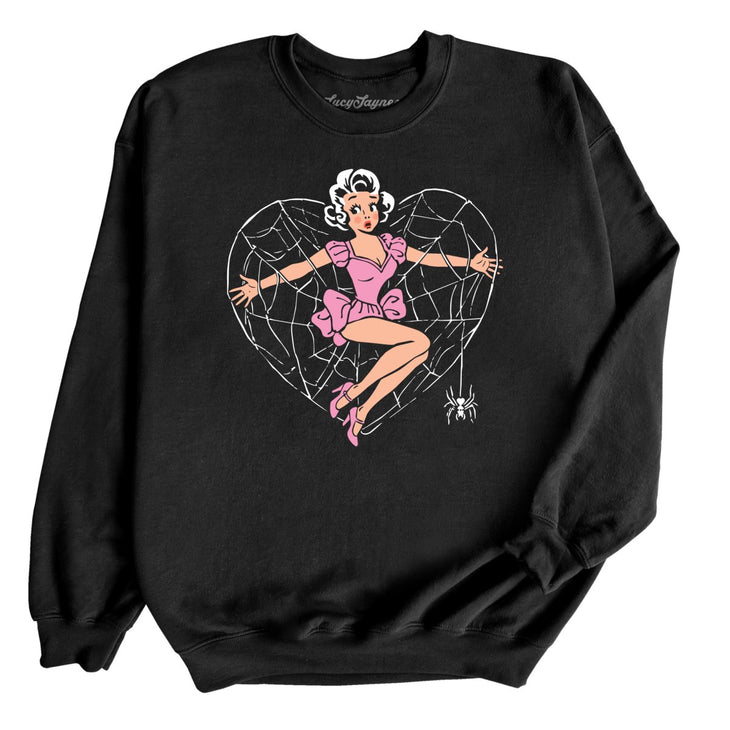 Spider Web Heart Pinup Sweatshirt