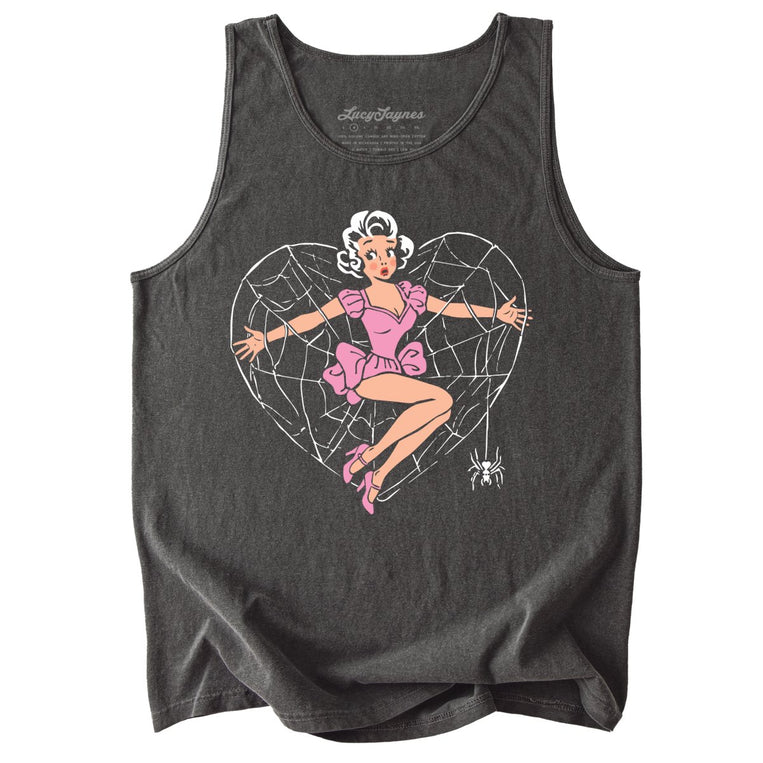 Spider Web Heart Pinup - Pepper - Tank Top