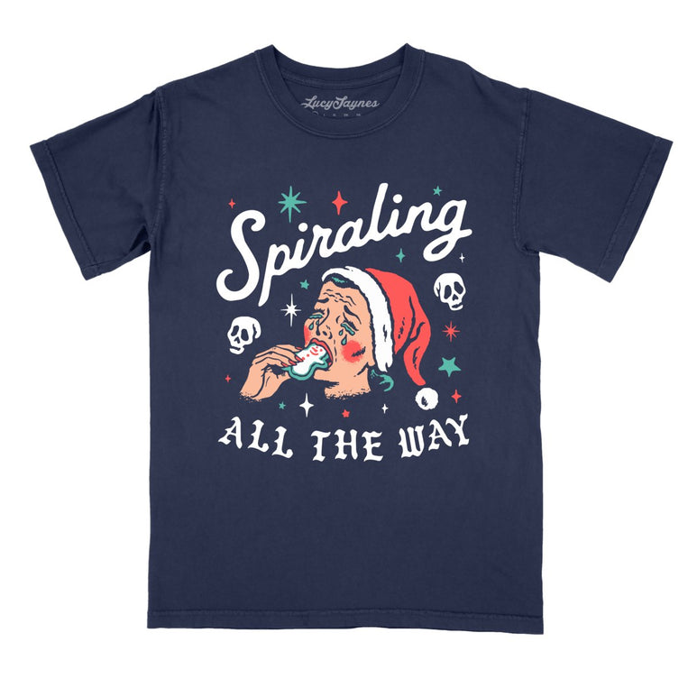 Spiraling All The Way - True Navy - Comfort Colors Tee