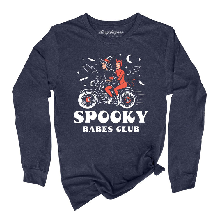Spooky Babes Club - Heather Navy - Unisex Long Sleeve T-Shirt