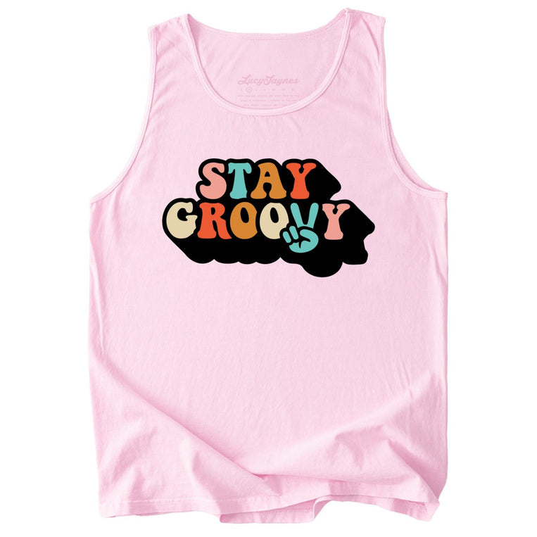 Stay Groovy Comfort Colors Graphic Tank Top - Blossom