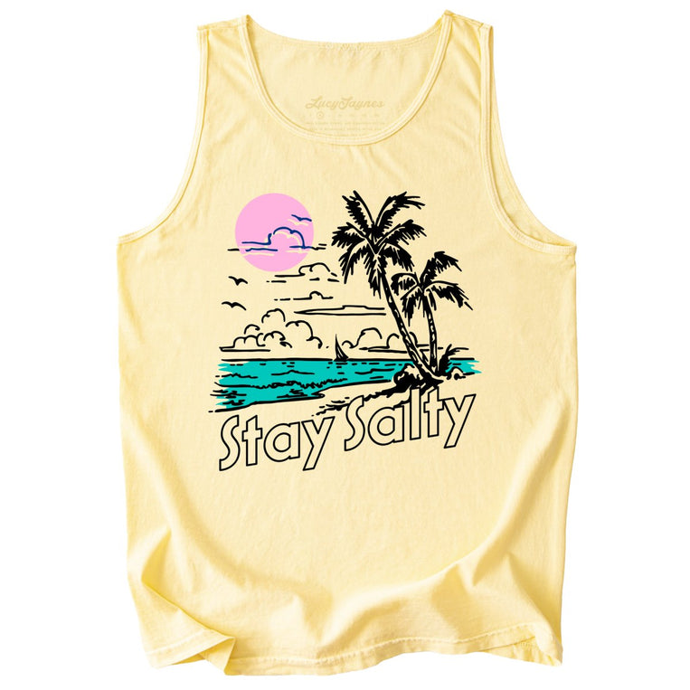 Stay Salty Comfort Colors Graphic Tank Top - Butter