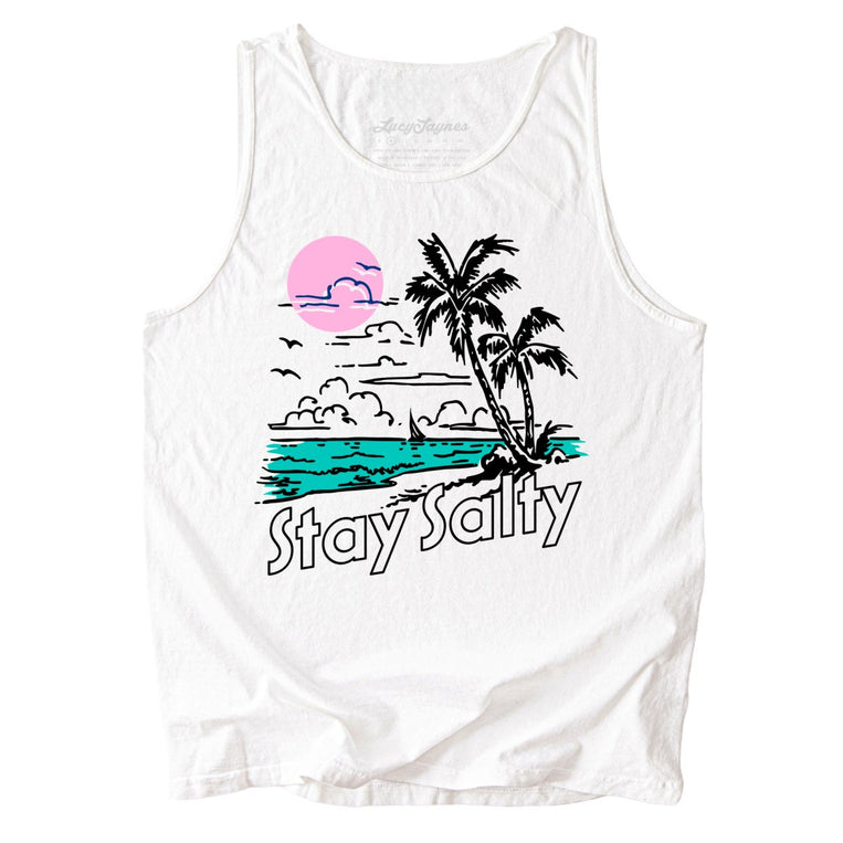 Stay Salty Comfort Colors Graphic Tank Top - White