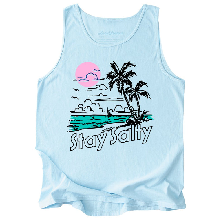 Stay Salty Comfort Colors Graphic Tank Top - Chambray
