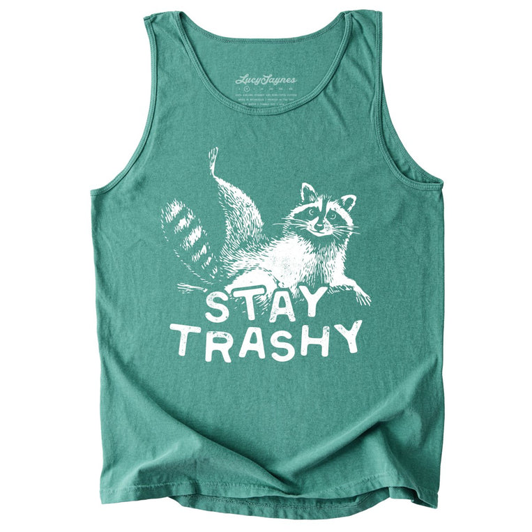 Stay Trashy Comfort Colors Graphic Tank Top - Light Green