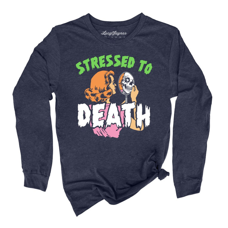 Stressed To Death - Heather Navy - Full Front