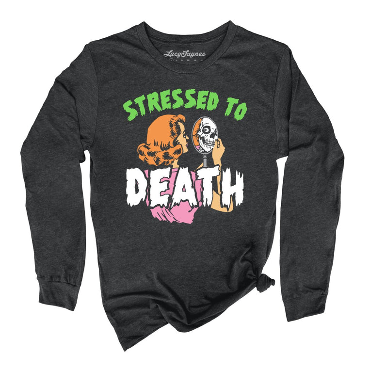 Stressed To Death - Dark Grey Heather - Full Front