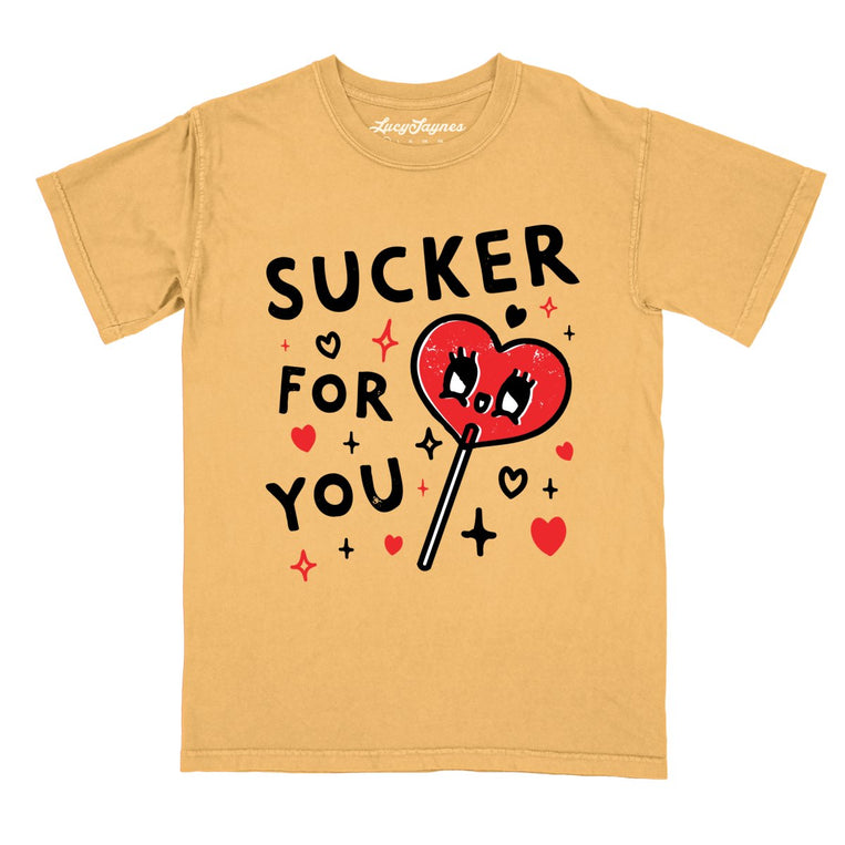 Sucker For You Comfort Colors Graphic Tee - Mustard