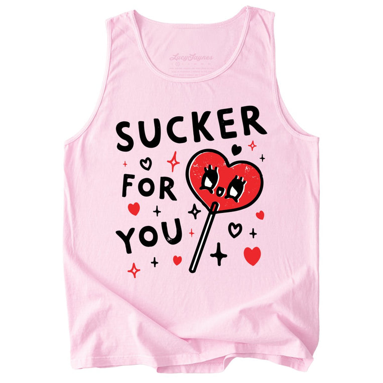 Sucker For You Comfort Colors Graphic Tank Top - Blossom