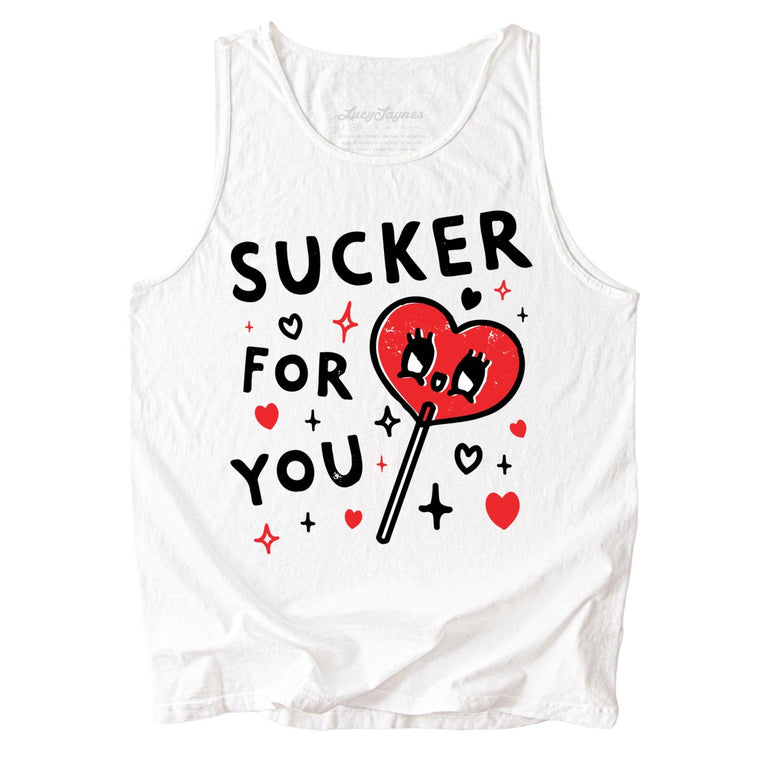 Sucker For You Comfort Colors Graphic Tank Top - White
