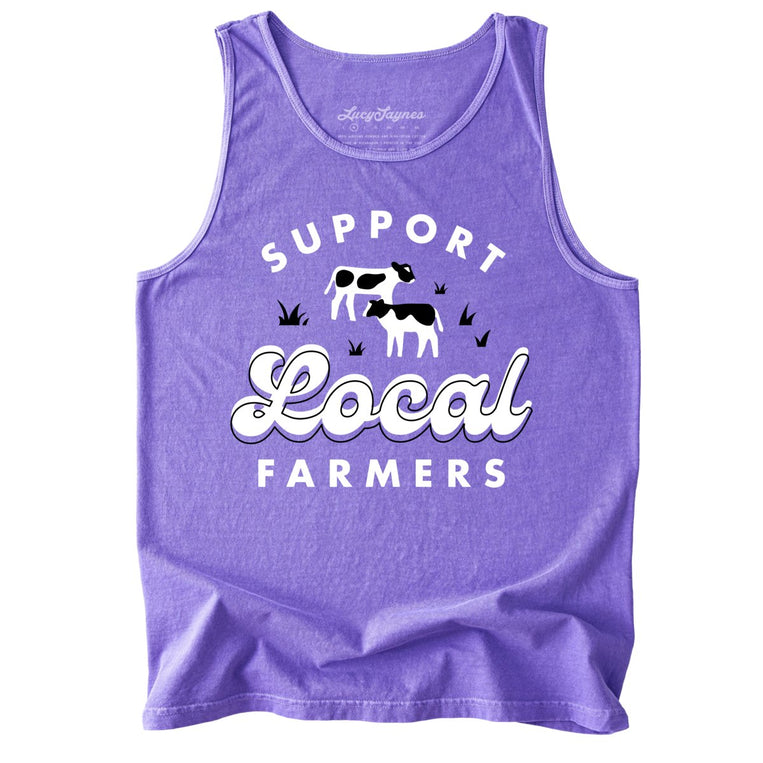 Support Local Farmers Comfort Colors Graphic Tank Top - Violet