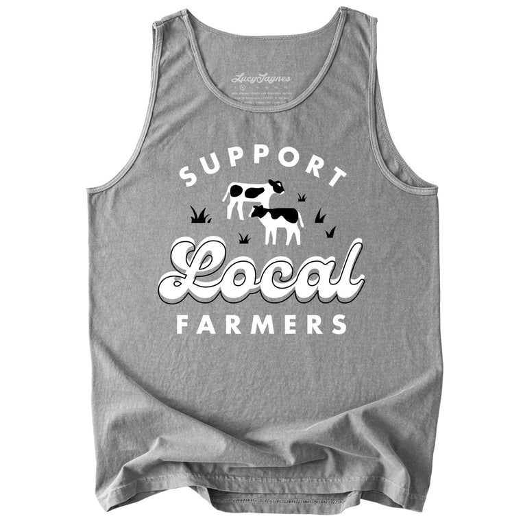 Support Local Farmers Comfort Colors Graphic Tank Top - Grey