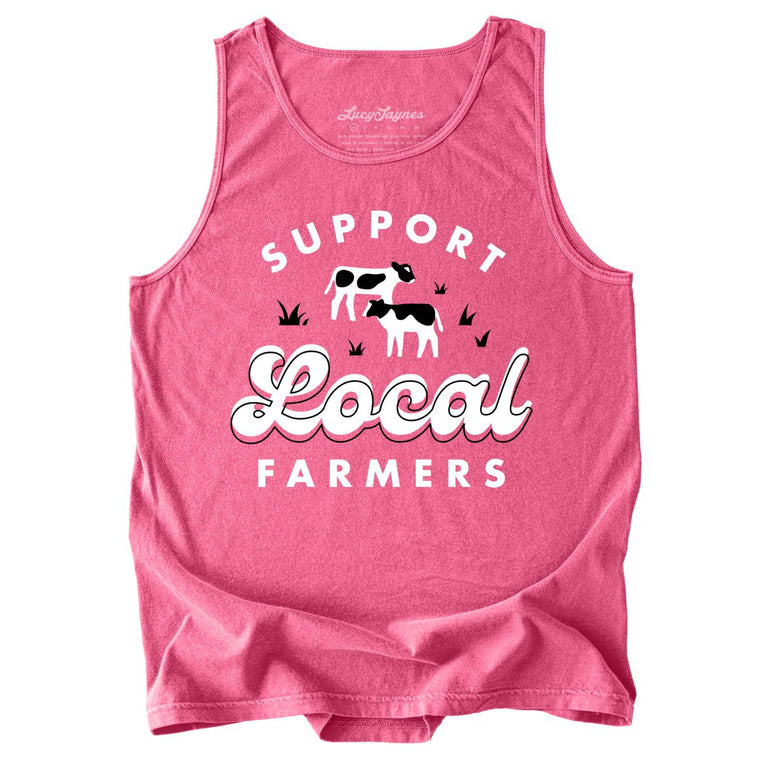 Support Local Farmers Comfort Colors Graphic Tank Top - Crunchberry