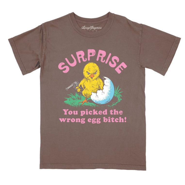 Surprise You Picked The Wrong Egg - Espresso - Comfort Colors Tee