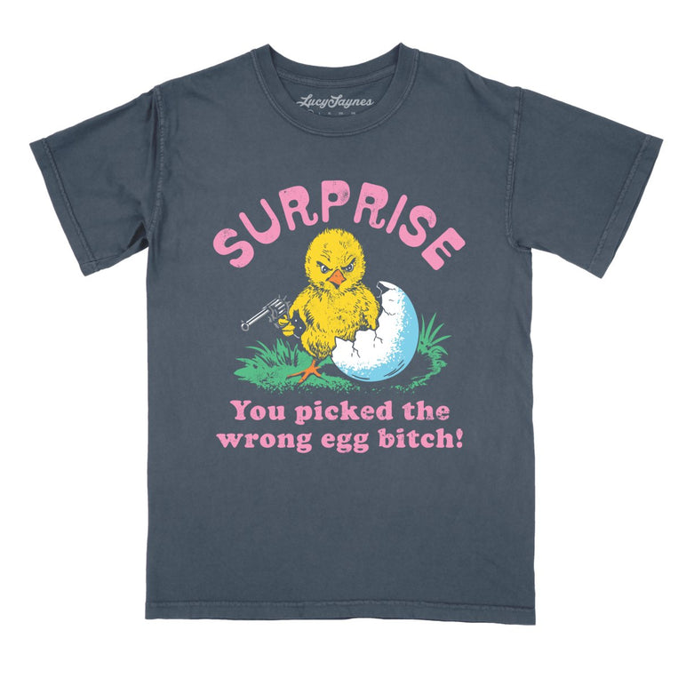 Surprise You Picked The Wrong Egg - Denim - Comfort Colors Tee