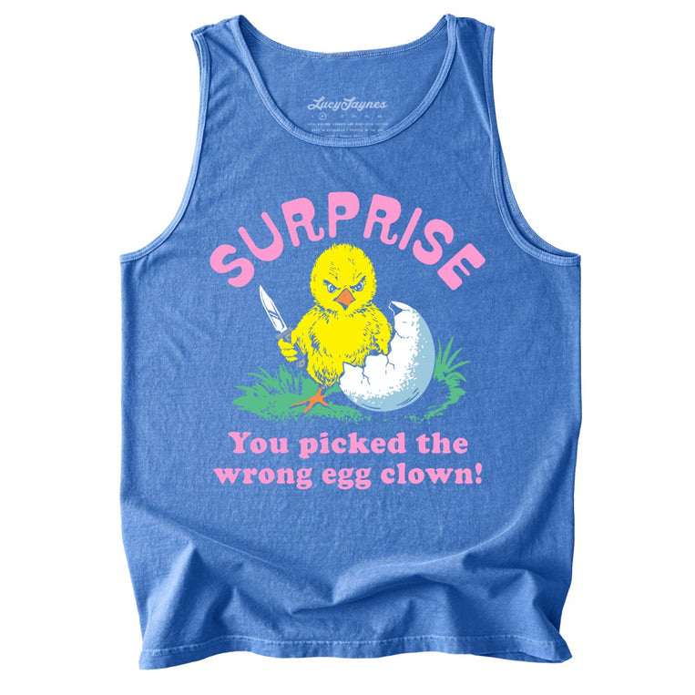 Surprise You Picked The Wrong Egg Comfort Colors Graphic Tank Top - Flo Blue