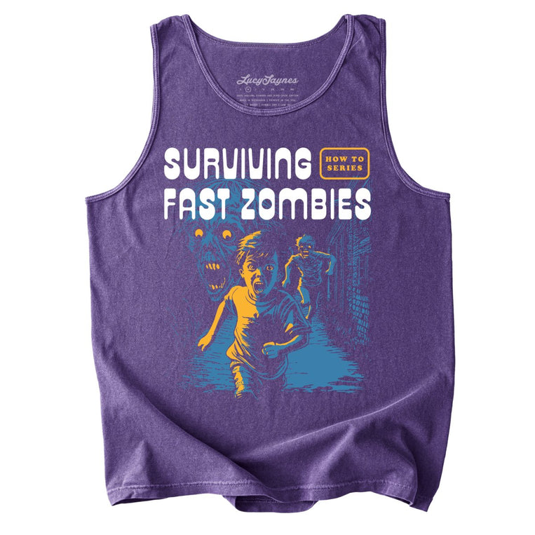Surviving Fast Zombies Comfort Colors Graphic Tank Top - Grape