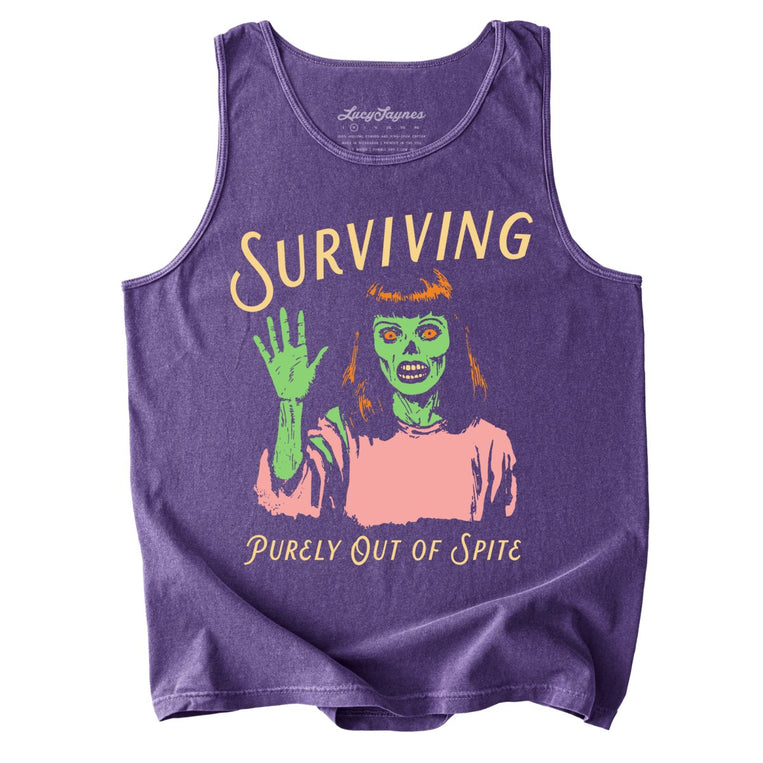Surviving Purely Out Of Spite Comfort Colors Graphic Tank Top - Grape