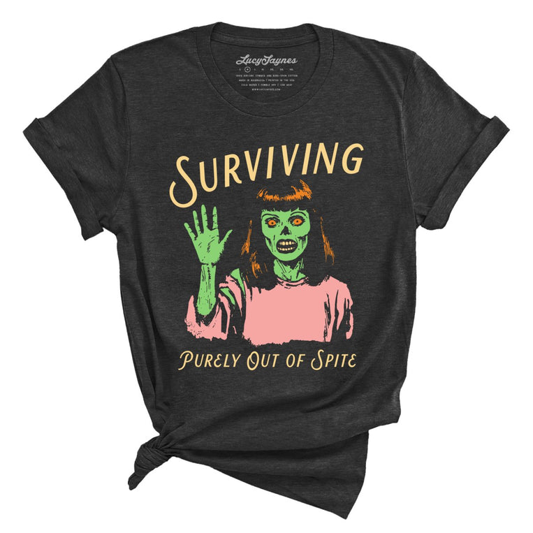 Surviving Purely Out Of Spite - Dark Grey Heather - Full Front