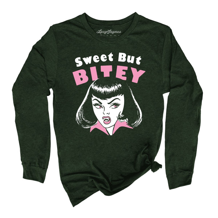 Sweet But Bitey - Heather Forest - Unisex Long Sleeve T-Shirt