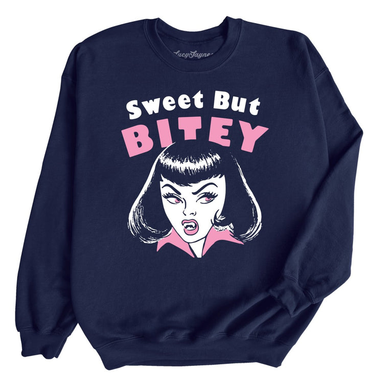 Sweet But Bitey - Navy - Unisex Sweatshirt