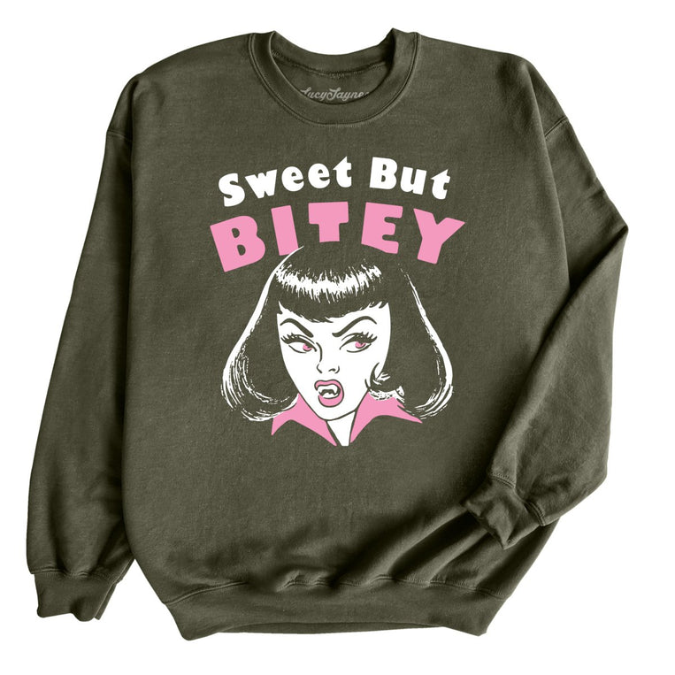 Sweet But Bitey - Military Green - Unisex Sweatshirt