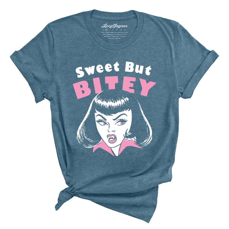 Sweet But Bitey - Heather Deep Teal - Unisex T-Shirt