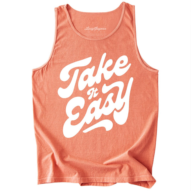 Take it Easy Comfort Colors Graphic Tank Top - Terracotta