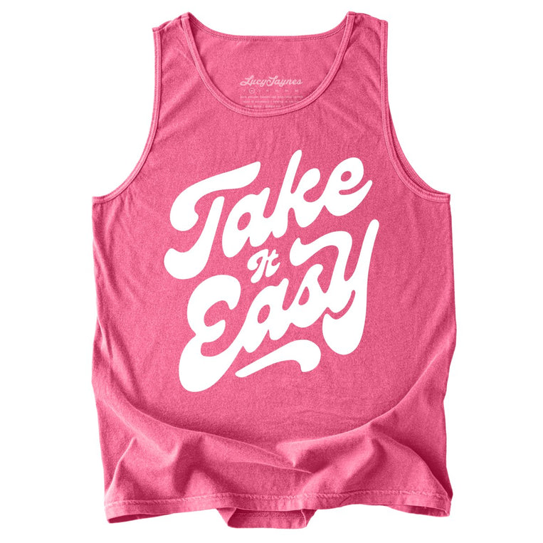 Take it Easy Comfort Colors Graphic Tank Top - Crunchberry
