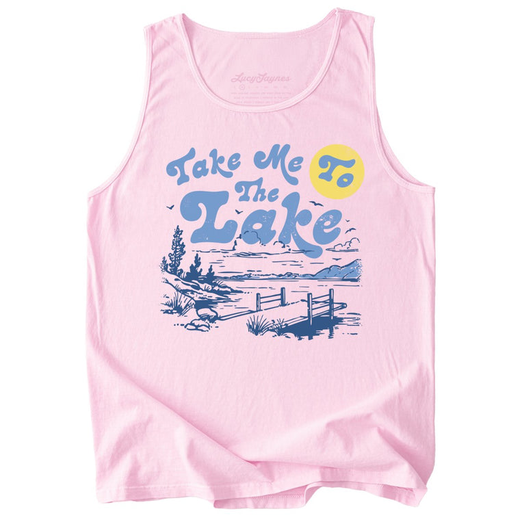 Take Me To The Lake Comfort Colors Graphic Tank Top - Blossom
