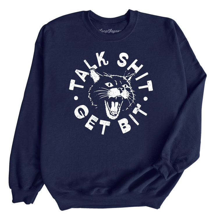 Talk Shit Get Bit - Navy - Unisex Sweatshirt