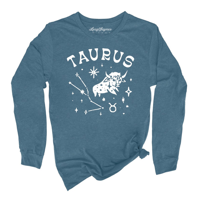 Taurus - Heather Deep Teal - Unisex Long Sleeve T-Shirt