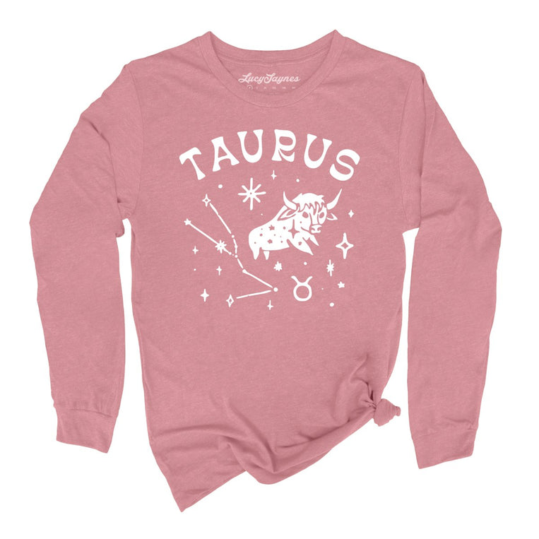 Taurus - Heather Mauve - Unisex Long Sleeve T-Shirt