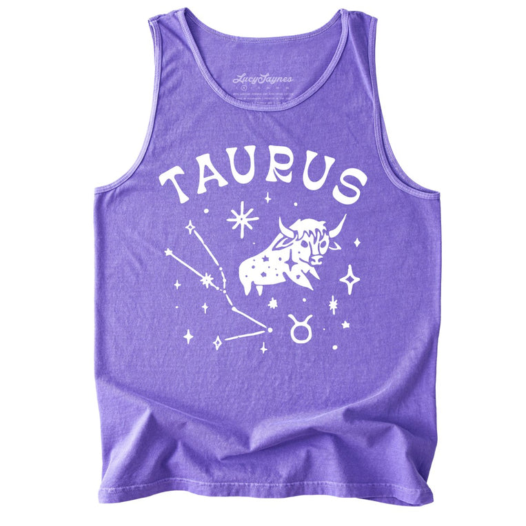Taurus Comfort Colors Graphic Tank Top - Violet