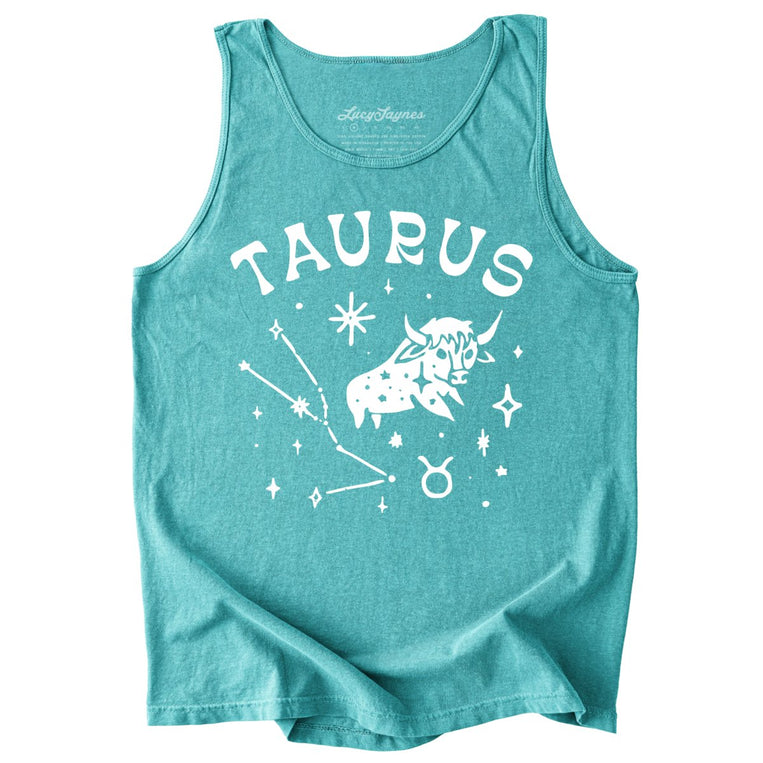 Taurus Comfort Colors Graphic Tank Top - Seafoam